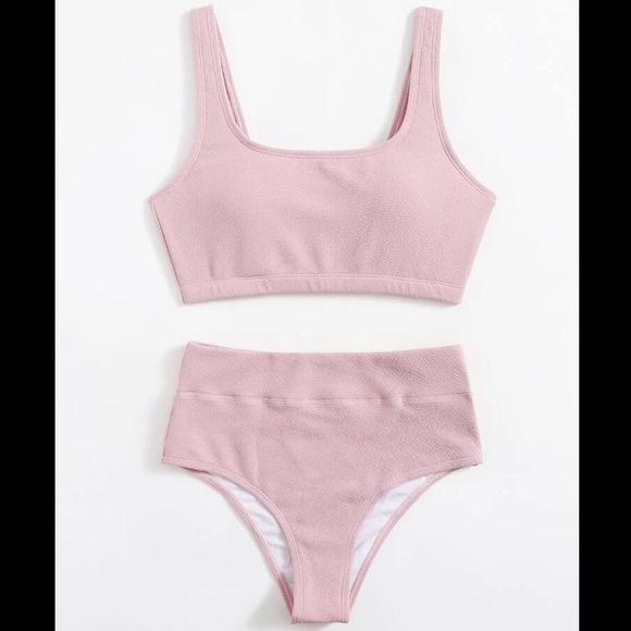 SHEIN Other - SHEIN | Pastel Pink Scoop Neck High Waisted Bikini